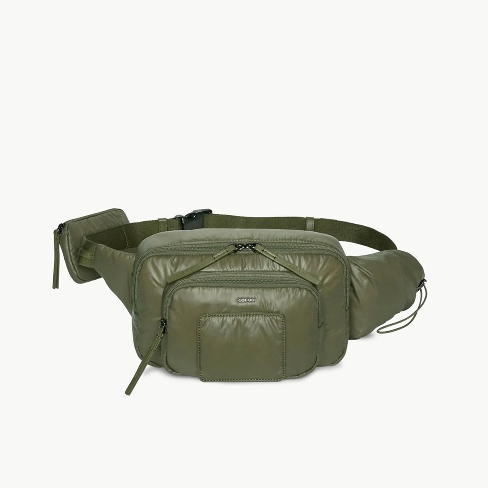 Cargo Olive Green Quilted Waist Bag for Men